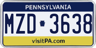 PA license plate MZD3638