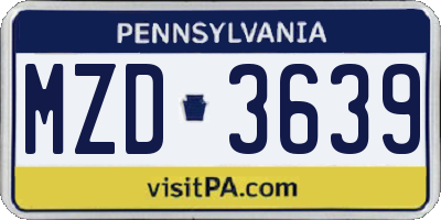 PA license plate MZD3639