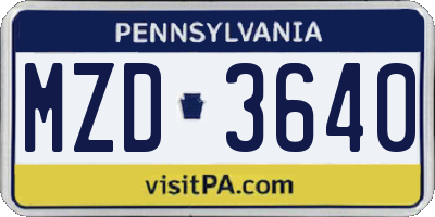 PA license plate MZD3640