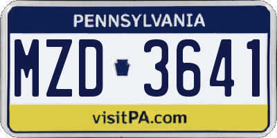 PA license plate MZD3641