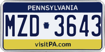 PA license plate MZD3643