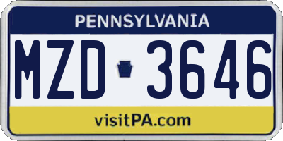 PA license plate MZD3646