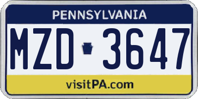 PA license plate MZD3647