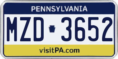 PA license plate MZD3652
