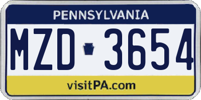 PA license plate MZD3654