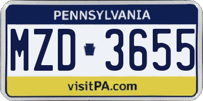 PA license plate MZD3655