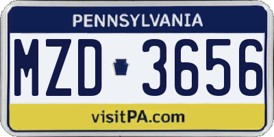 PA license plate MZD3656