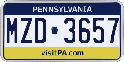 PA license plate MZD3657