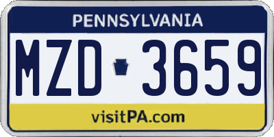 PA license plate MZD3659