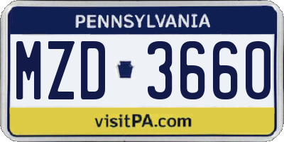 PA license plate MZD3660