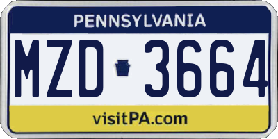 PA license plate MZD3664
