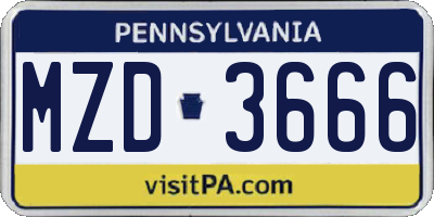 PA license plate MZD3666