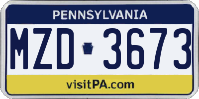 PA license plate MZD3673