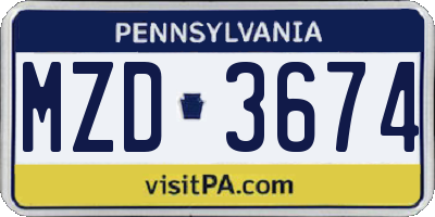 PA license plate MZD3674