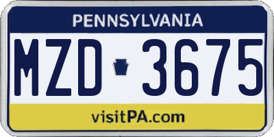 PA license plate MZD3675