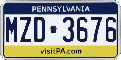PA license plate MZD3676