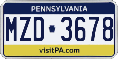 PA license plate MZD3678