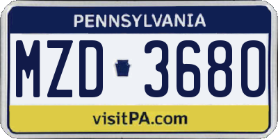 PA license plate MZD3680