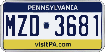 PA license plate MZD3681