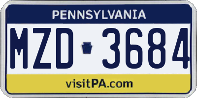 PA license plate MZD3684