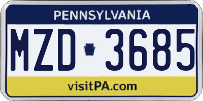 PA license plate MZD3685