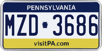 PA license plate MZD3686