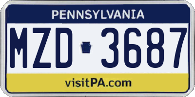PA license plate MZD3687