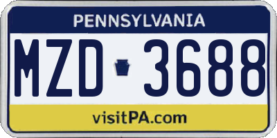 PA license plate MZD3688