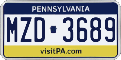 PA license plate MZD3689