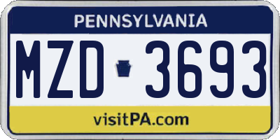 PA license plate MZD3693