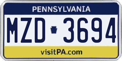 PA license plate MZD3694