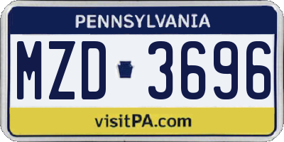 PA license plate MZD3696