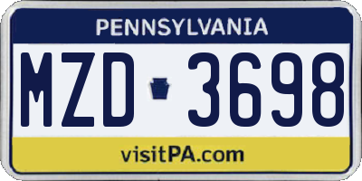 PA license plate MZD3698