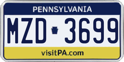 PA license plate MZD3699