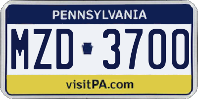 PA license plate MZD3700
