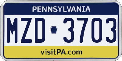 PA license plate MZD3703