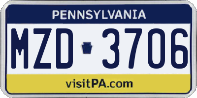 PA license plate MZD3706