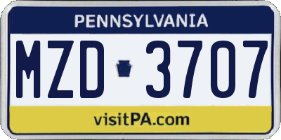 PA license plate MZD3707