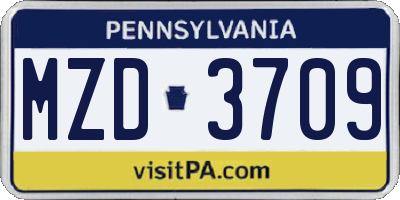 PA license plate MZD3709
