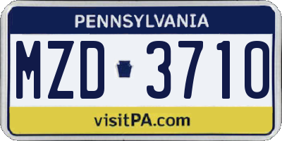 PA license plate MZD3710