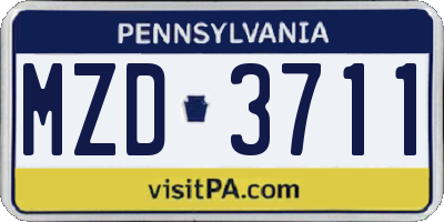 PA license plate MZD3711