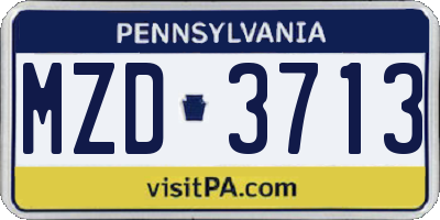 PA license plate MZD3713