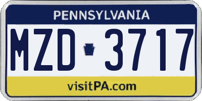 PA license plate MZD3717