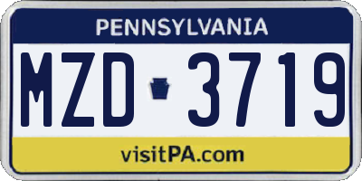 PA license plate MZD3719