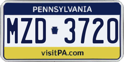 PA license plate MZD3720