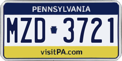PA license plate MZD3721