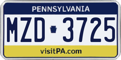 PA license plate MZD3725
