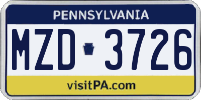 PA license plate MZD3726