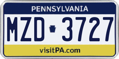 PA license plate MZD3727
