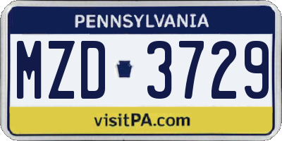 PA license plate MZD3729